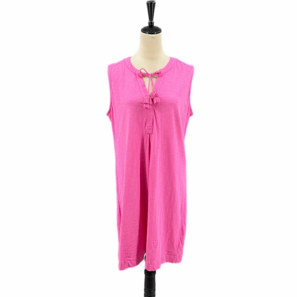 Vineyard Vines Pink Sleeveless 100% Cotton V-neck Tie Casual Tank Mini Dress